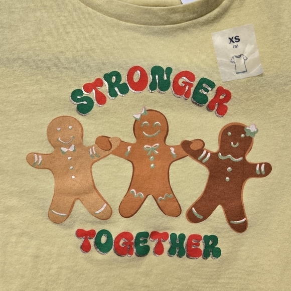 Old Navy Gingerbread Stronger Together T-shirt Yellow XS (5) - Picture 2 of 7